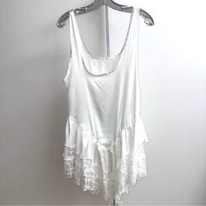 White Lace Trim Cascade slip dress